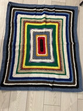 Handmade Multicolor Crochet Square Blanket 40 inches x 36 inches